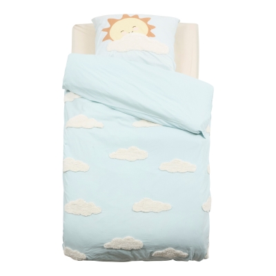 Funda nórdica infantil de cama + Cojín Clouds azul
