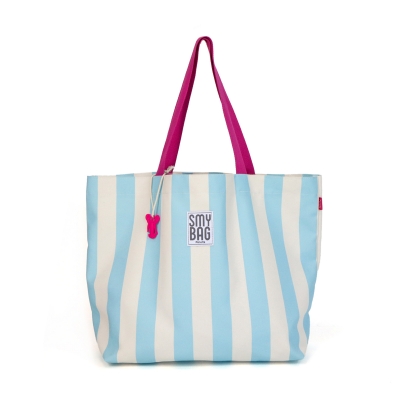 Bolsa de playa familiar rayas azules