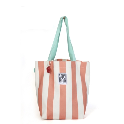 Bolsa de playa individual rayas coral