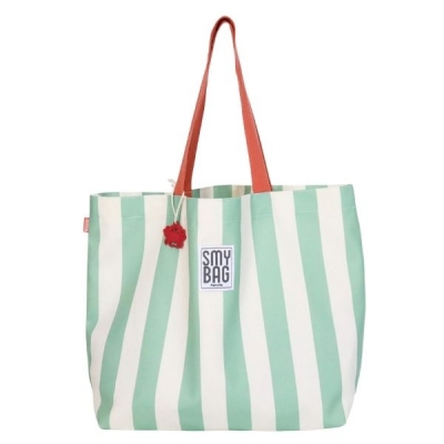 Bolsa de playa familiar rayas verde