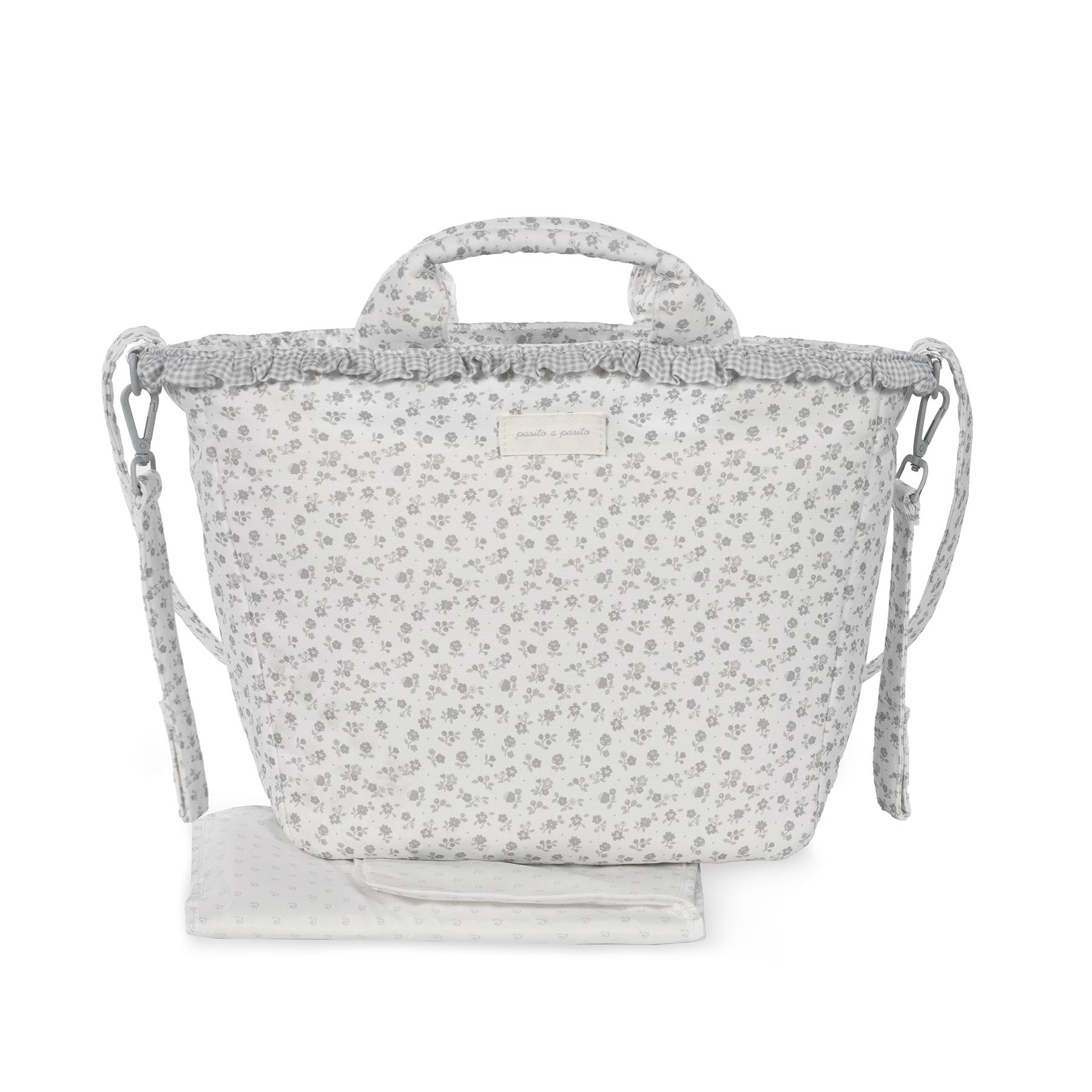1120900598_a Bolso Canastilla Little Bloom Flor Gris - Imagen 1