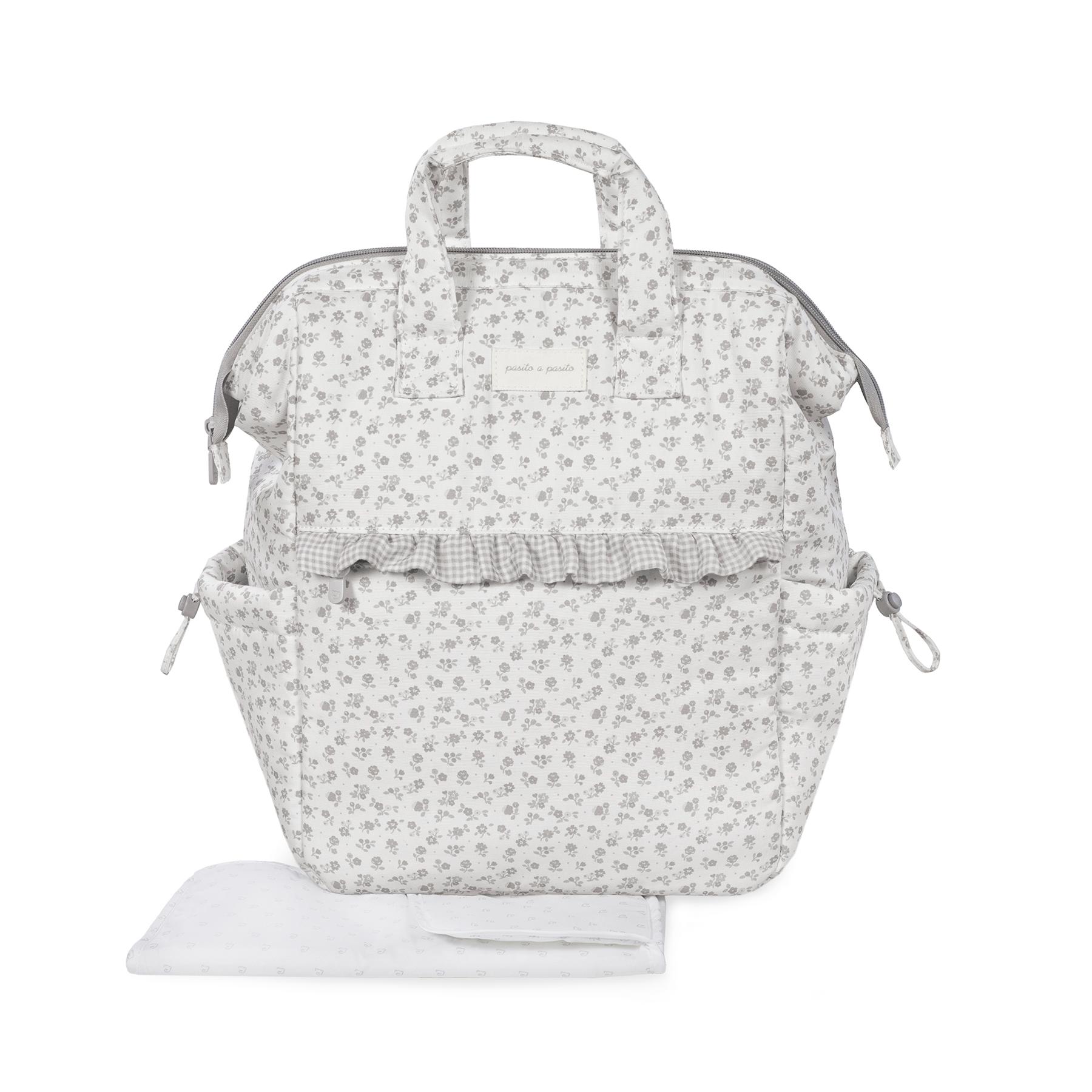 1120900602_a Mochila de Paseo Little Bloom Flor Gris - Imagen 1