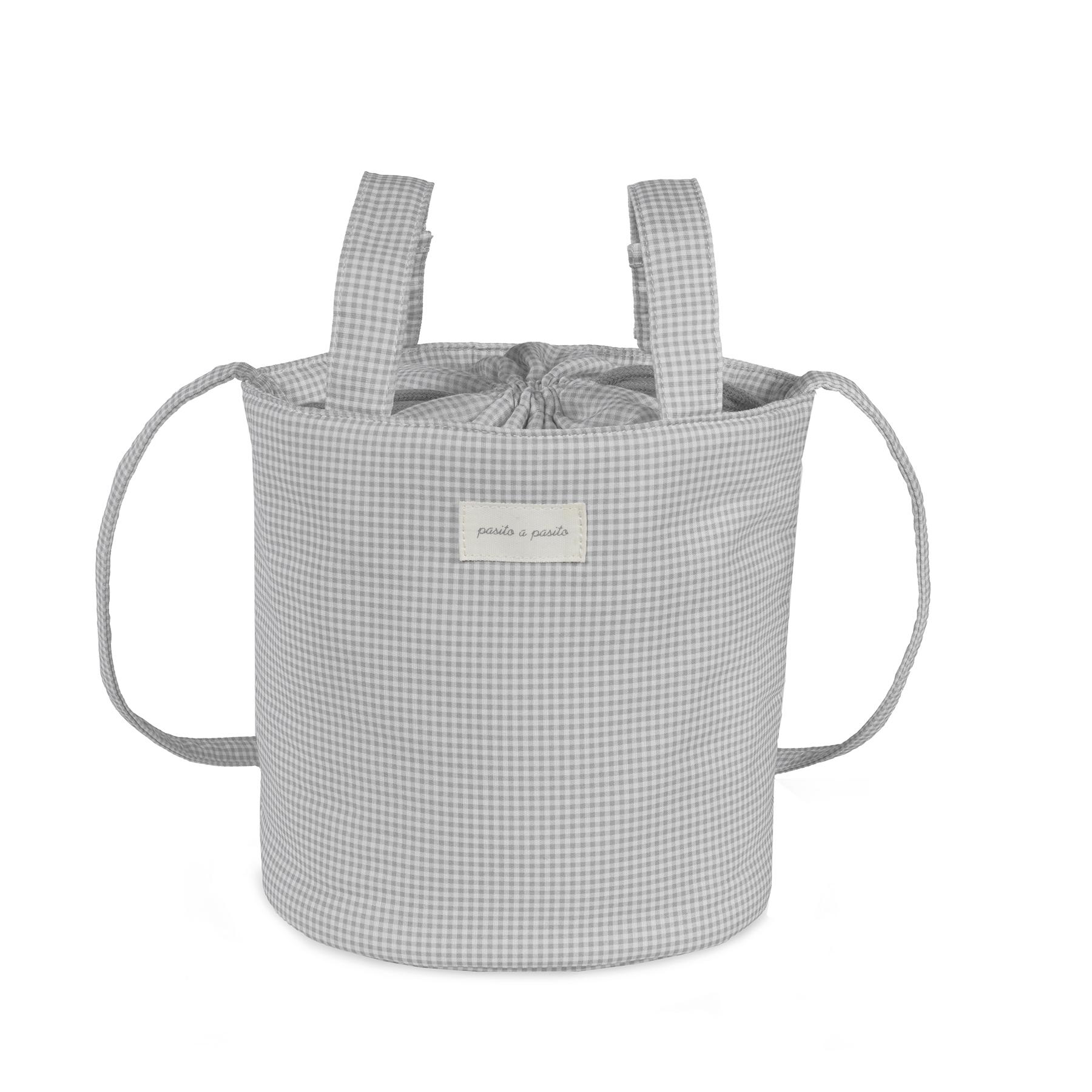 1120900605_a Bolsa Bucket Little Bloom Vichy Gris - Imagen 1