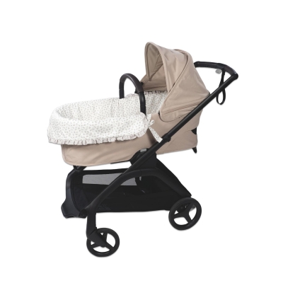 Cubre Cuco Dual y Sábana Ajustable Little Bloom Flor Gris