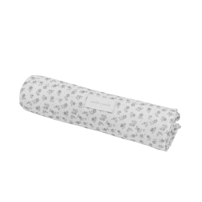 Sábana Ajustable para Cuco + Muselina Little Bloom Flor Gris