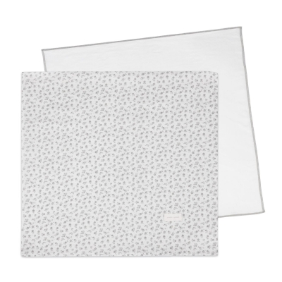 Set de 2 Muselinas de Algodón Little Bloom Flor Gris (70x70 cm)