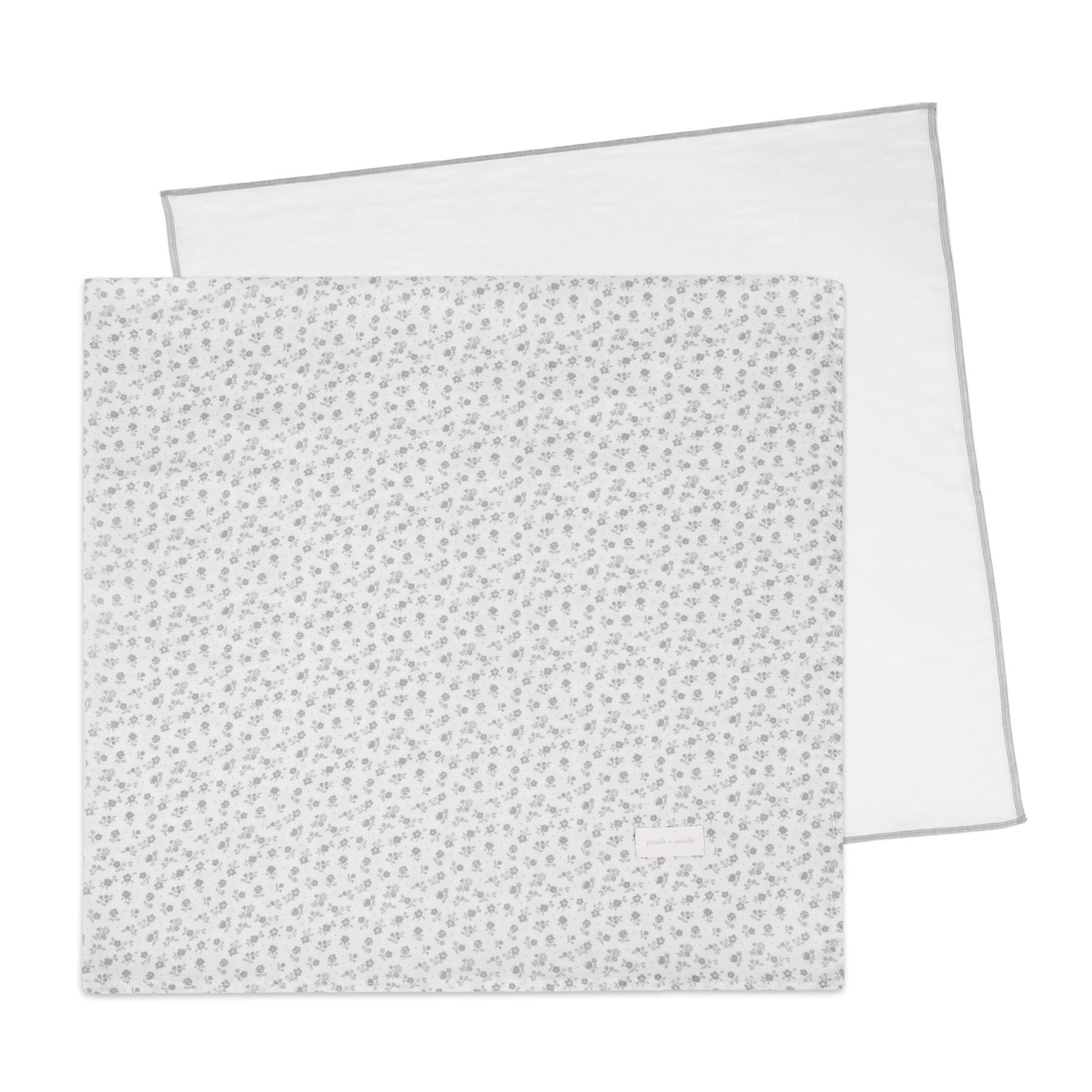 1120900632_a Set de 2 Muselinas de Algodón Little Bloom Flor Gris (70x70 cm) - Imagen 1