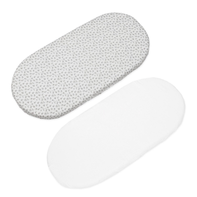 Set de 2 Sábanas Bajeras Ajustables para Cuco Little Bloom Flor Gris