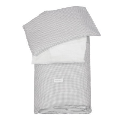 Edredón con sábana bajera y Almohada Little Bloom Vichy Gris para cuna