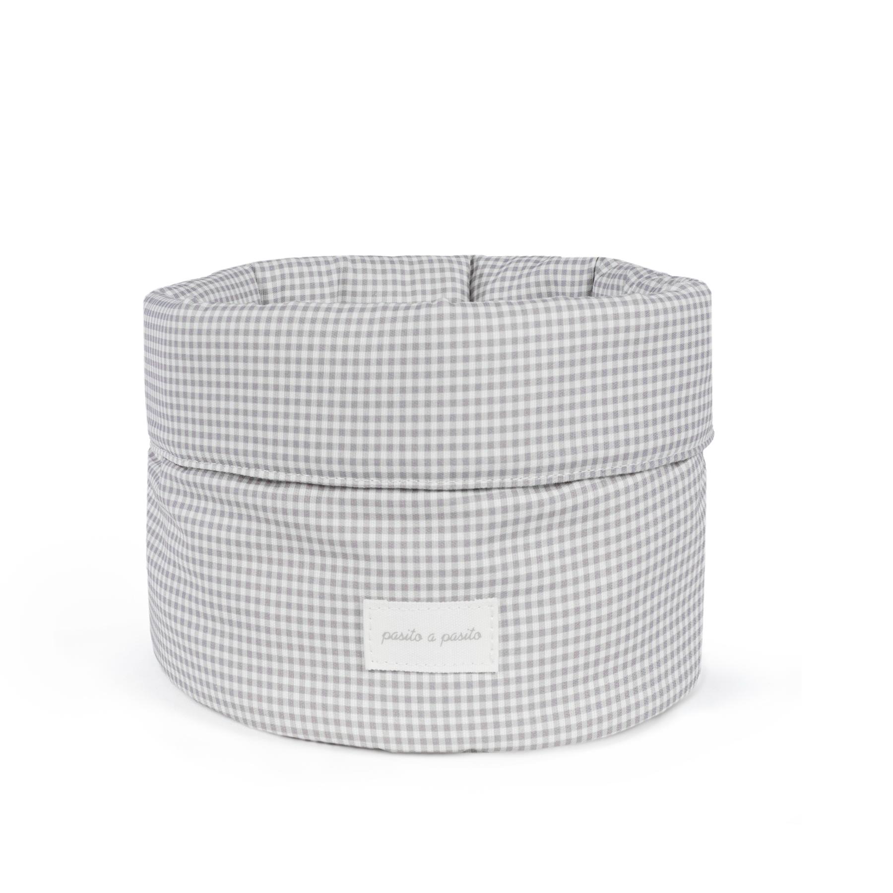 1120900653_a Cesta Organizadora Little Bloom Vichy Gris - Imagen 1