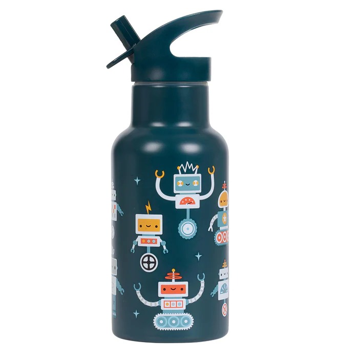 imgi_111_DBSSRO100-LR-1-Stainless-steel-drink-bottle-Robots Botella Infantil de Acero Inoxidable Robots de A Little Lovely Company - Imagen 1