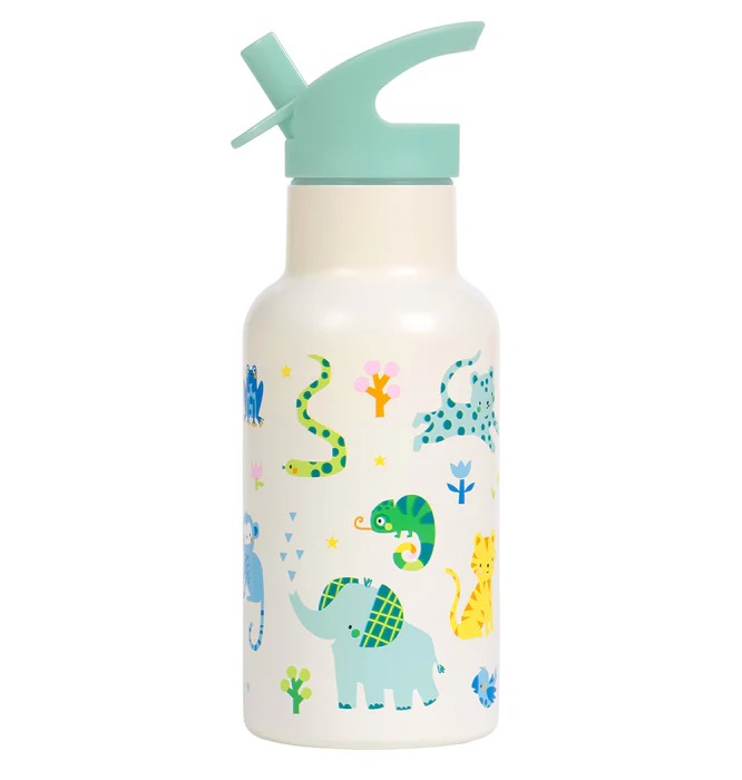imgi_118_DBSSJU101-LR-2-Stainless-steel-drink-bottle-Jungle Botella Infantil de Acero Inoxidable Jungla de A Little Lovely Company - Imagen 1