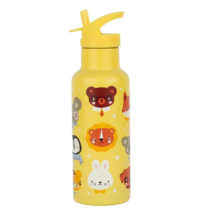 imgi_124_DBSXAF91-LR-1-XL-Stainless-steel-drink-bottle-Animal-friends Botella Infantil de Acero Inoxidable XL Animales de A Little Lovely Company - Imagen 1