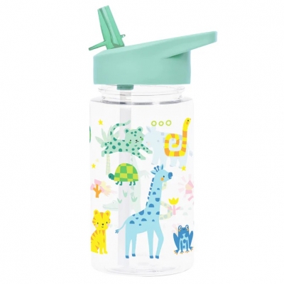 Botella Infantil de Tritán con Pajita Jungla de A Little Lovely Company