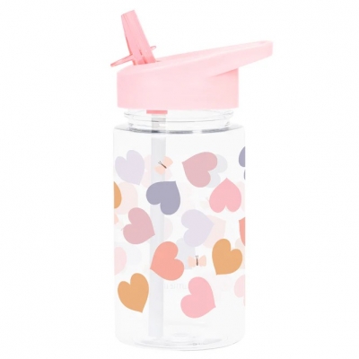 Botella Infantil de Tritán con Pajita Corazones de A Little Lovely Company
